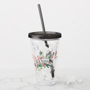 Elegant Botaniska Löv Personligen Namn Take Away Mugg