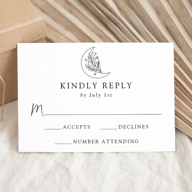 Elegant Botaniska Måne och Stars Bröllop OSA Kort (Skapare uppladdad)