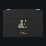 Elegant Botaniska Monogram Brev E iPad Mini Skydd<br><div class="desc">Elegantens svarta iPad-fodral har ett botaniskt monogram i guld i mitten.</div>