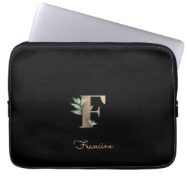 Elegant Botaniska Monogram Brev F Laptop sleeve