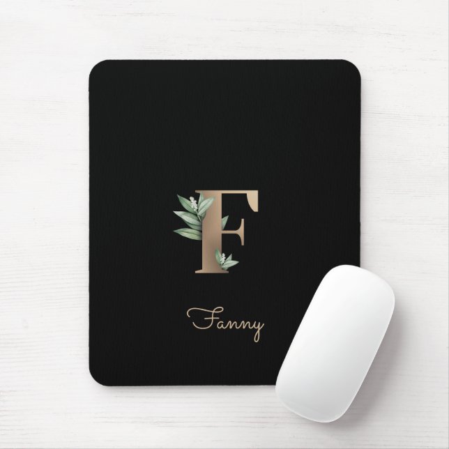 Elegant Botaniska Monogram Brev F Musmatta (Med mus)