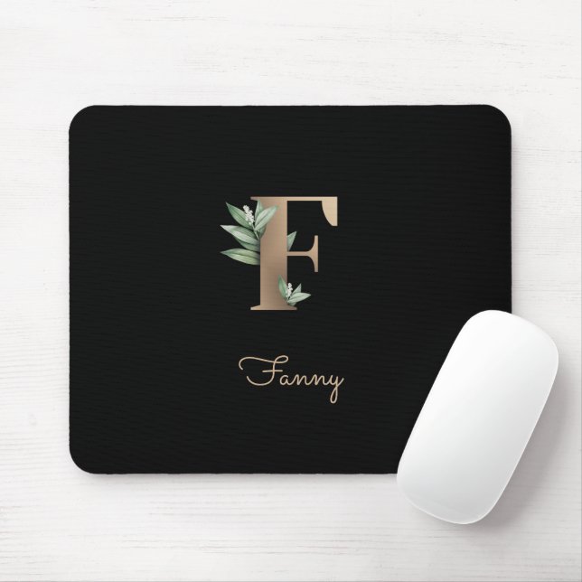 Elegant Botaniska Monogram Brev F Musmatta (Med mus)