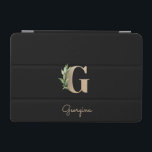 Elegant Botaniska Monogram Brev G iPad Mini Skydd<br><div class="desc">Elegantens svarta iPad-fodral har ett botaniskt monogram i guld i mitten.</div>