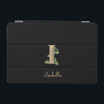 Elegant Botaniska Monogram Brev I iPad Mini Skydd<br><div class="desc">Elegantens svarta iPad-fodral har ett botaniskt monogram i guld i mitten.</div>