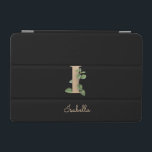 Elegant Botaniska Monogram Brev I iPad Mini Skydd<br><div class="desc">Elegantens svarta iPad-fodral har ett botaniskt monogram i guld i mitten.</div>