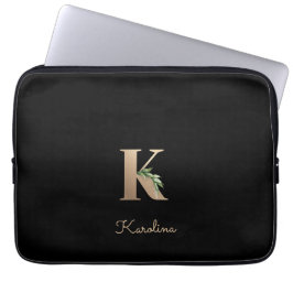 Elegant Botaniska Monogram Brev K Laptop sleeve