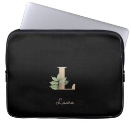 Elegant Botaniska Monogram Brev L Laptop sleeve