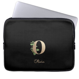Elegant Botaniska Monogram Brev O Laptop sleeve