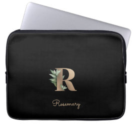 Elegant Botaniska Monogram Brev R Laptop sleeve