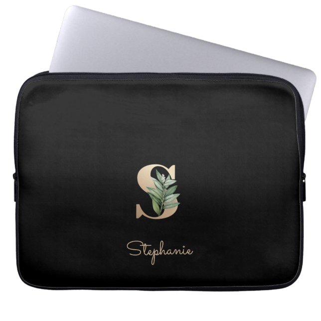 Elegant Botaniska Monogram Brev S Laptop sleeve (Framsidan)