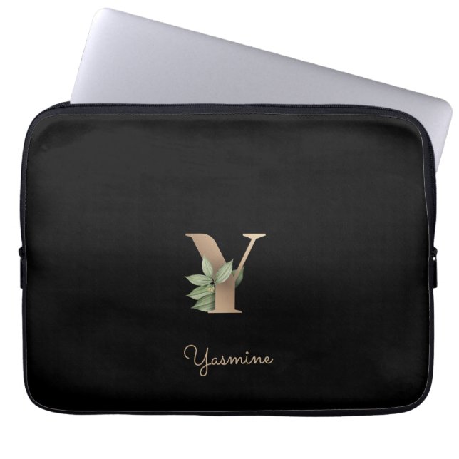 Elegant Botaniska Monogram Brev Y Laptop sleeve (Framsidan)