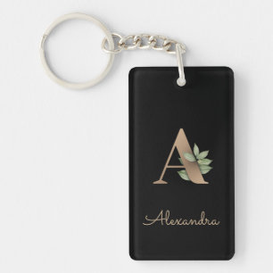 Elegant Botaniska Monogram Guld Brev A