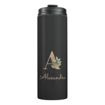 Elegant Botaniska Monogram Guld Brev A