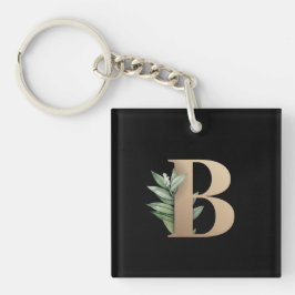 Elegant Botaniska Monogram Guld Brev B