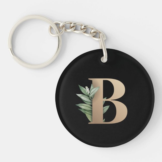 Elegant Botaniska Monogram Guld Brev B (Framsidan)