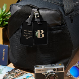 Elegant Botaniska Monogram Guld Brev B Bagagebricka