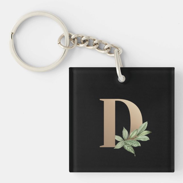 Elegant Botaniska Monogram Guld Brev D (Framsidan)