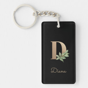 Elegant Botaniska Monogram Guld Brev D
