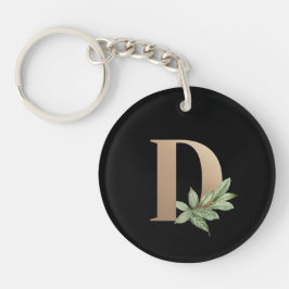 Elegant Botaniska Monogram Guld Brev D