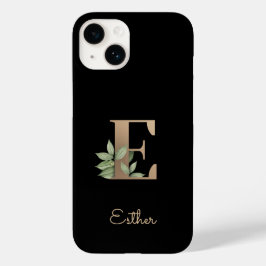 Elegant Botaniska Monogram Guld Brev E