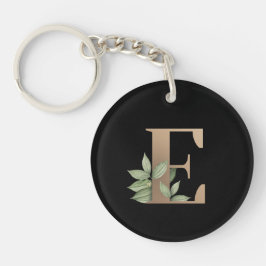 Elegant Botaniska Monogram Guld Brev E
