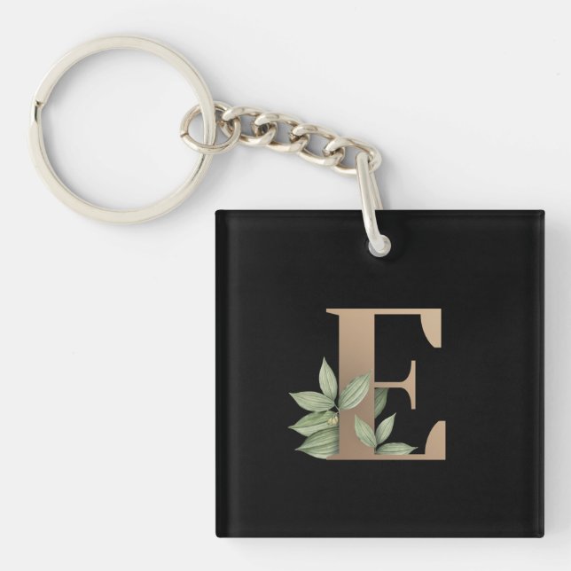 Elegant Botaniska Monogram Guld Brev E (Framsidan)