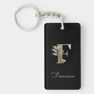 Elegant Botaniska Monogram Guld Brev F