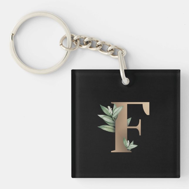 Elegant Botaniska Monogram Guld Brev F (Framsidan)