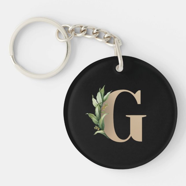 Elegant Botaniska Monogram Guld Brev G (Framsidan)