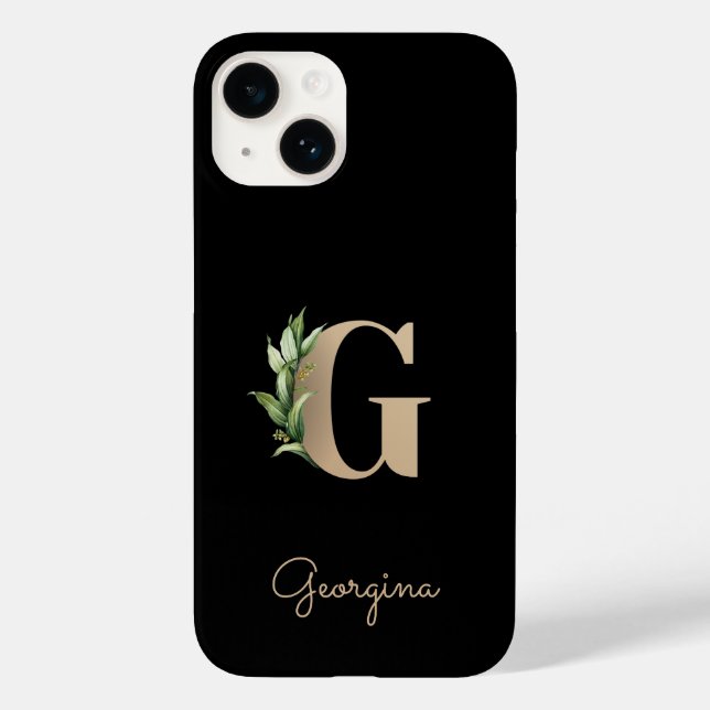 Elegant Botaniska Monogram Guld Brev G (Baksida)