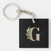 Elegant Botaniska Monogram Guld Brev G
