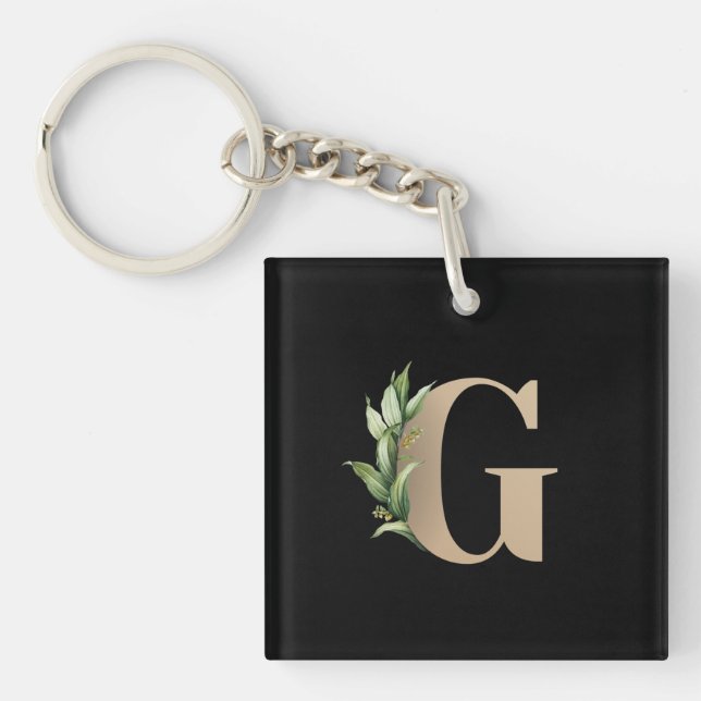 Elegant Botaniska Monogram Guld Brev G (Framsidan)
