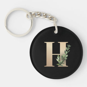 Elegant Botaniska Monogram Guld Brev H