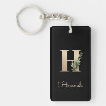 Elegant Botaniska Monogram Guld Brev H