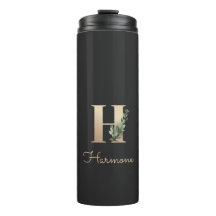 Elegant Botaniska Monogram Guld Brev H