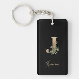 Elegant Botaniska Monogram Guld Brev J