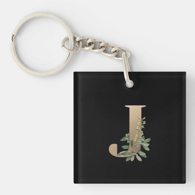 Elegant Botaniska Monogram Guld Brev J (Framsidan)