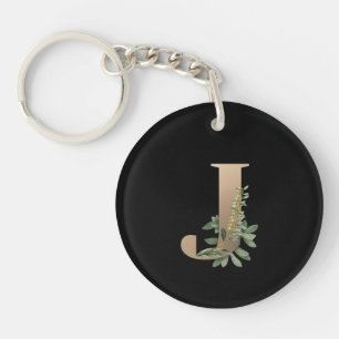 Elegant Botaniska Monogram Guld Brev J