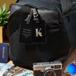 Elegant Botaniska Monogram Guld Brev K Bagagebricka