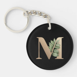 Elegant Botaniska Monogram Guld Brev M