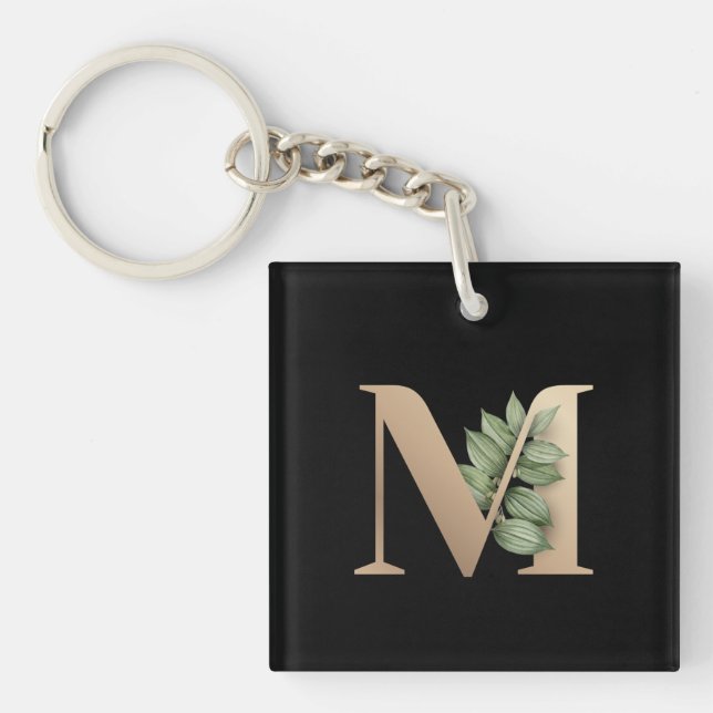 Elegant Botaniska Monogram Guld Brev M (Framsidan)