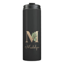 Elegant Botaniska Monogram Guld Brev M