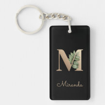 Elegant Botaniska Monogram Guld Brev M