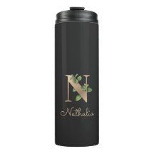 Elegant Botaniska Monogram Guld Brev N