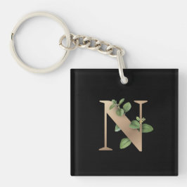Elegant Botaniska Monogram Guld Brev N