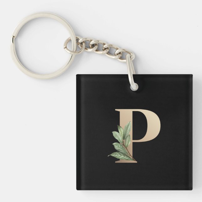Elegant Botaniska Monogram Guld Brev P (Framsidan)