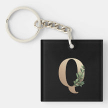 Elegant Botaniska Monogram Guld Brev Q