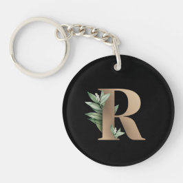 Elegant Botaniska Monogram Guld Brev R