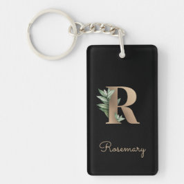 Elegant Botaniska Monogram Guld Brev R