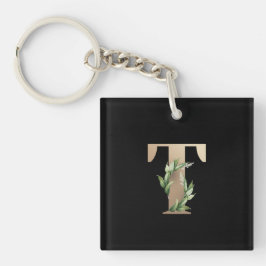 Elegant Botaniska Monogram Guld Brev T